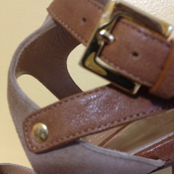 HERVE LEGER Suede / Leather Platform Sandal, Size 7.5, EU 37.5, NARROW !!!, NIB - Picture 2 of 8